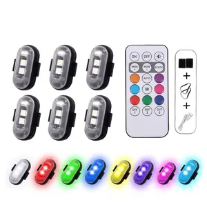 RGB Led Aircraft Strobe Light Remote Wireless Motorcycle Flash Light Warning Lights for Bike Car Multifunctional