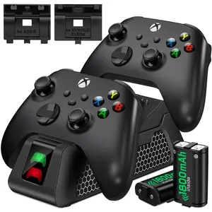 Controller Charger Station for Xbox Series X|S/Xbox One/X/S/Elite/Core, Dual Xbox 1 Charging Dock Station for Xbox One Controller Battery Pack with 2x1800mAh Rechargeable Battery & 4 Battery Cover Kit