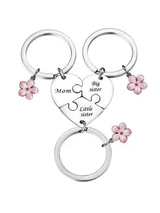Mother Daughter Keychain for 3,Mother Big Sister Little Sister Keychain for 3, Sweet Meaningful Gift for Daughter and Mom for Mother's Day, Birthday, Christmas or Just Because