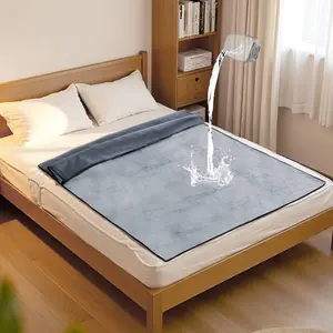 Blanket for Bed Couch Sofa, 60"x50" Reversible & Washable,  Mat for Couples, Water Resistant Bed Cover, Leakproof Mattress Protector(Dark Grey/Light Grey)