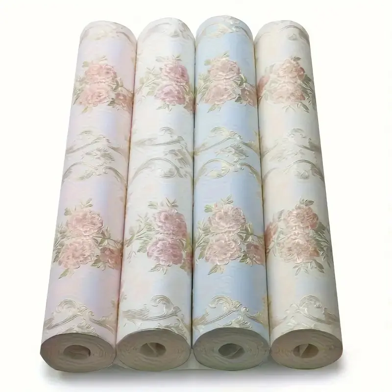 Self-Stick European Non-Woven Decorative Wallpaper, Peel & Stick, Bedroom Living Room TV Background Wall Decor, Customizable Floral Design, Luxury Decoration