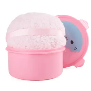 Luxury Body Powder Puff Extra Soft Lambswool 6"x3" Large Applicator with Container for Women's Makeup Fluffy Comfortable Design