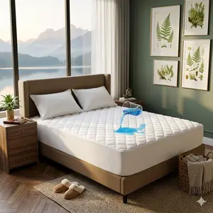 Waterproof Quilted Mattress Protector Queen Size – Cooling Mattress Pad Topper, Soft Breathable & Noiseless, Deep Pocket Up to 22 Inches, Hypoallergenic Fitted Bed Cover for Home & Hotel