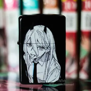 Chainsaw Man Power Refillable Anime Lighter – NOT BUTANE Windproof Wick Lighter | Cool Manga Lighter for Collectors, Cosplay, Gift for Anime Fans, Power Chainsaw Man