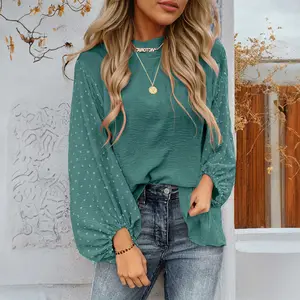 Skobeloff Swiss Dot Balloon Sleeve Loose Blouse