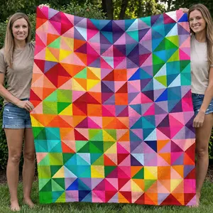 1pc Colorful Geometric Triangle Flannel Blanket, Super Soft Warm Comfortable Sofa Bed Blanket, Home Decor Gift for Family Friends