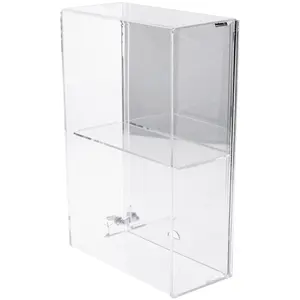 Plymor Clear Acrylic Locking Display Case with Sliding Back, 1 Shelf (Mirrored), 15.75" H x 10.25" W x 5" D