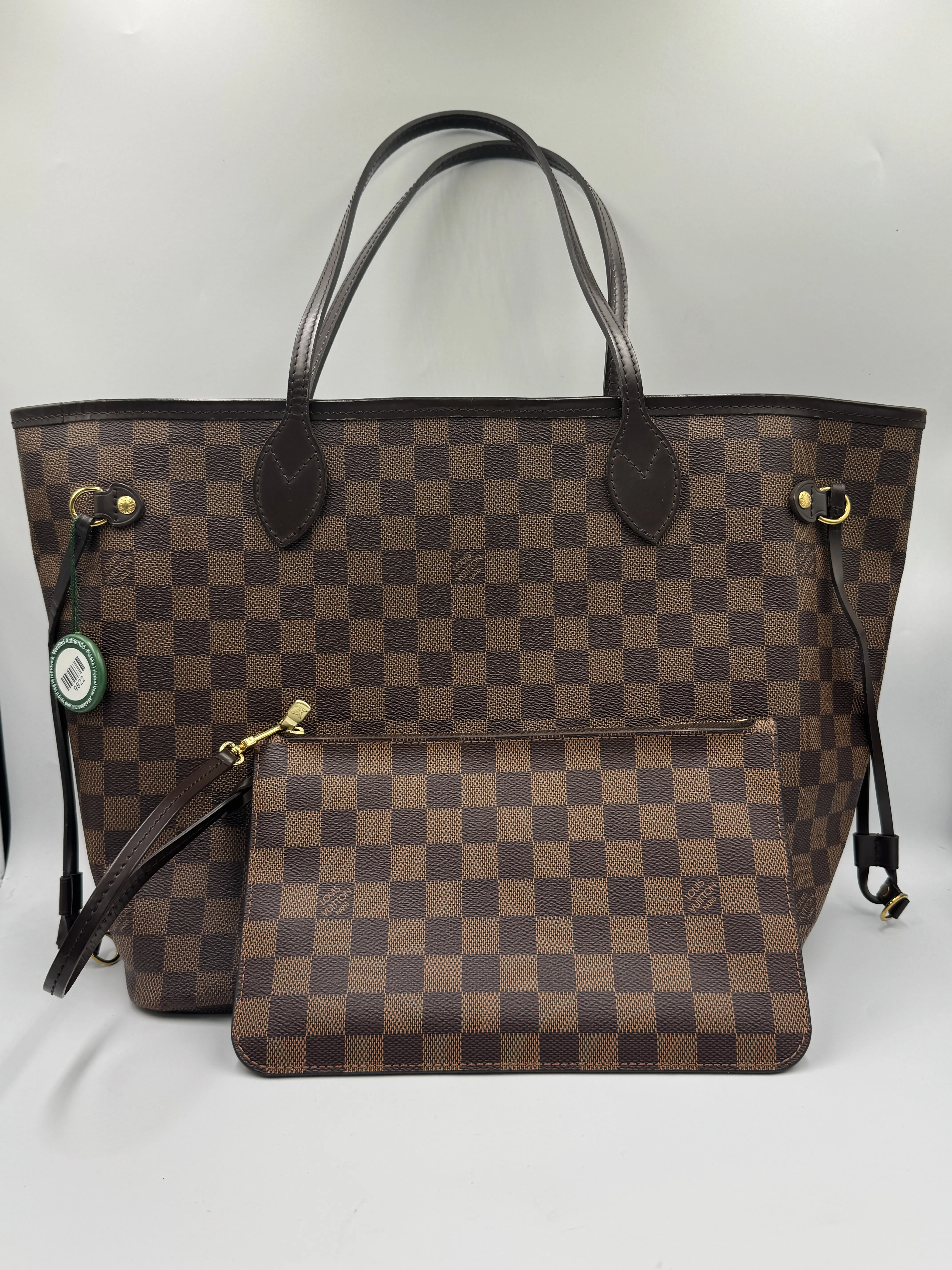 Pre-owned Cotton Mini bags Louis Vuitton Damier Neverfull MM With pouch #9822 pre owned