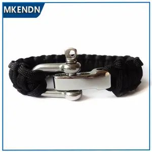 2017 Fashion Jewelry Sport Style Camping Parachute cord Survival Bracelet Men with Stainless Steel Shackle Buckle
