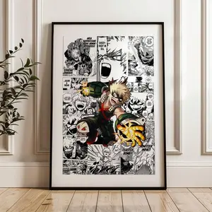 My Hero Academia Bakugo Manga Panels Poster Anime Print, Anime Satin Poster