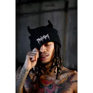 Graveyard Devil Horn Beanie Black