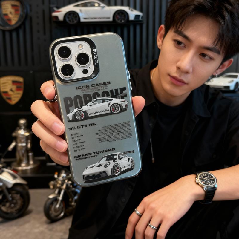 Porsche 911 GT3 RS Supercar Phone Case, a high-end, drop-proof, full-coverage soft case for car enthusiasts, compatible with iPhone 17 Pro Max/17 Pro/17/16 Pro Max/16 Pro/16/15 Pro Max/15 Pro/15/14 Pro Max/14 Pro/14/13 Pro Max/13 Pro/13/12 Pro Max/12 Pro/