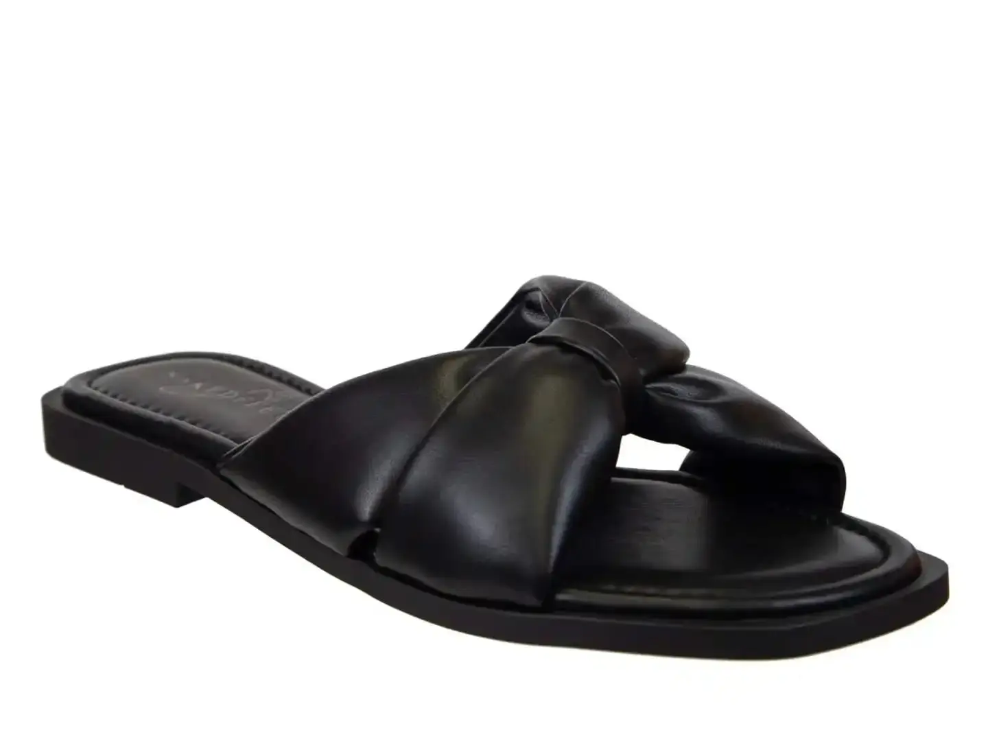 Women's NAKED FEET GOA Black Leather Flat Sandals - Shoe with Padded Insole, Rubber Sole, Low Platform Design