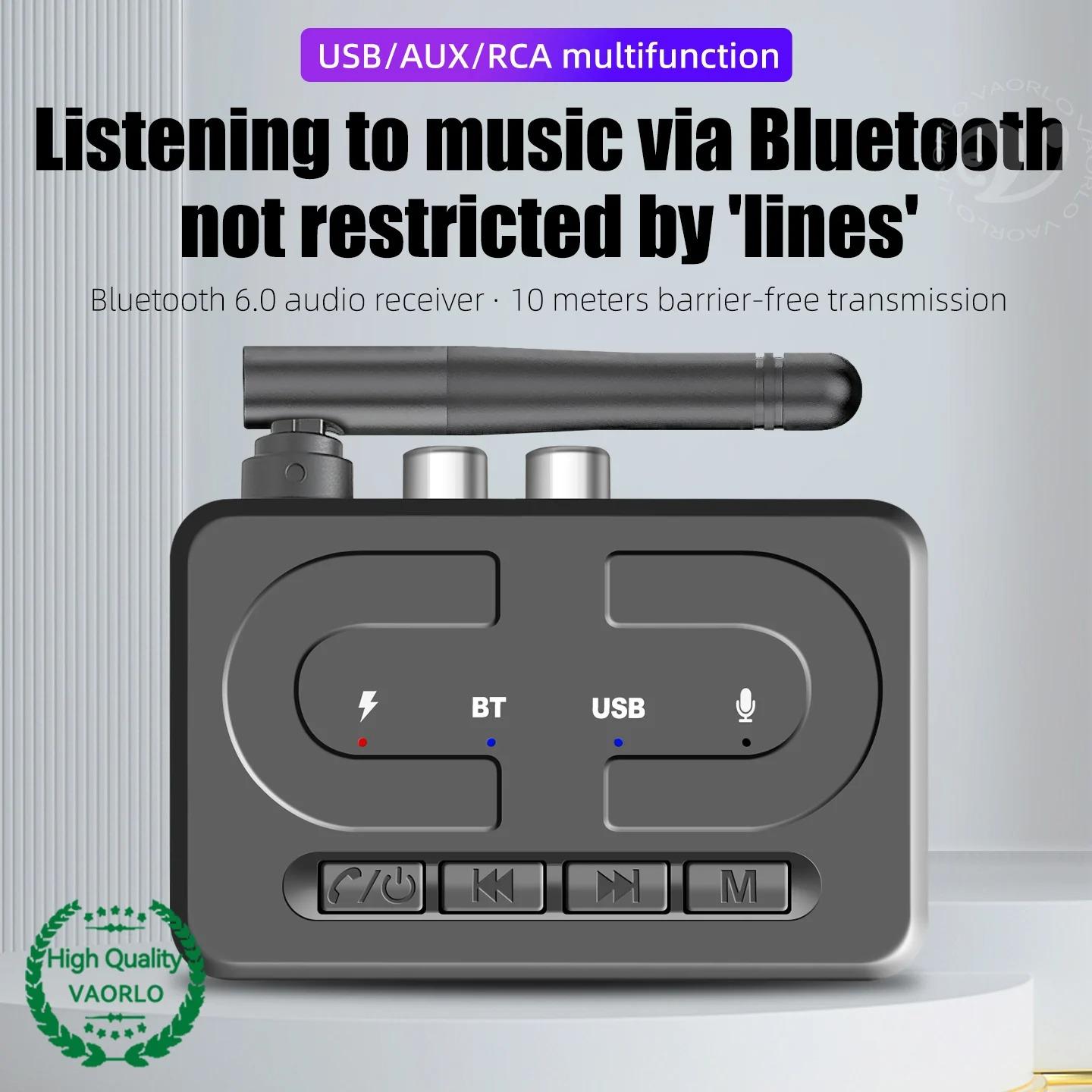 Bluetooth 6.0 Audio Receiver 3.5mm AUX RCA With Mic HIFI Stereo Wireless Adapter Support USB U-Disk For Car Speaker Amp