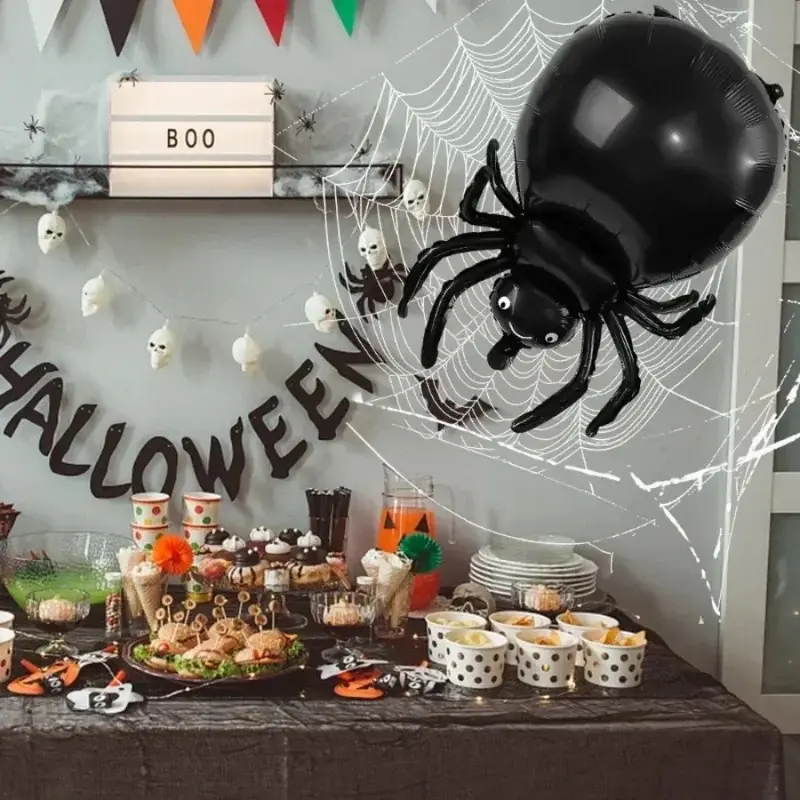 5-Pack Halloween Funny Black Spider Balloons, Mummy Balloons, Cute Cartoon Large Spider Foil Balloons, Halloween Themed Party Decorations, Photo Props