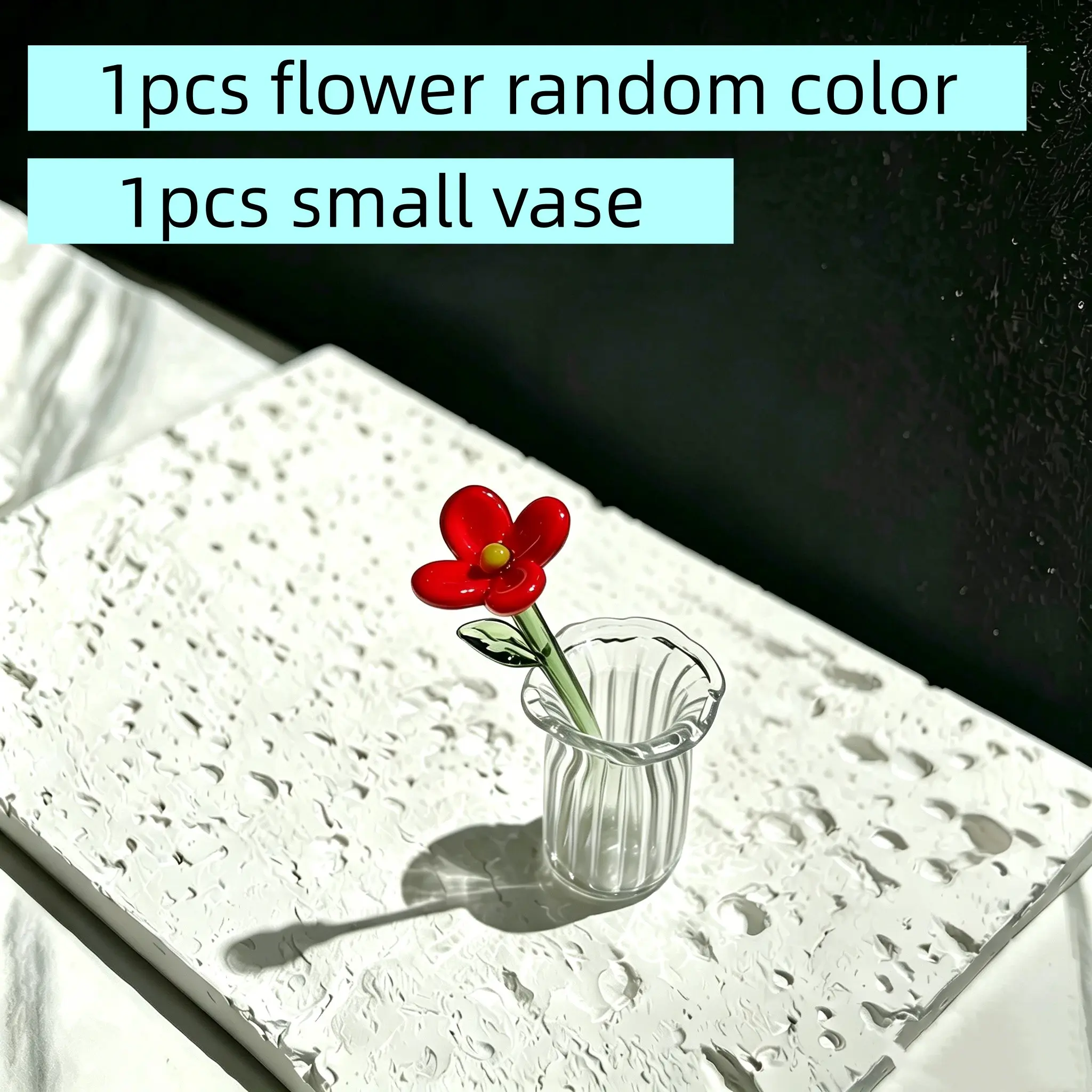 Mini Glass Flower Bouquets, Handmade Colored Blown Glass Flowers with Vases, Artificial Daisies for Decorative Mini Vase Decor, Mother's Day Gift, DIY Craft, DIY Floral Arrangements, Artificial Flower Decoration, Faux Flower Decor