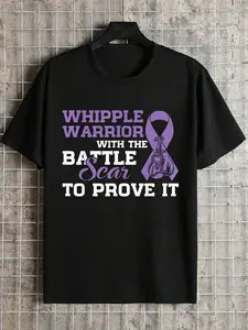 Whipple Warrior Pancreatic Cancer Awareness T-Shirt - Big Size 100% Cotton Graphic Tee with Purple Awareness Design, Breathable Short Sleeve Casual Tee for Men & Women, All-Season Comfort, Everyday Comfort Shirt | Bold Graphic Tee | Comfortable Fit