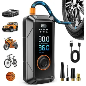 Voice-tank Tire Inflator Portable Air Compressor, Cordless & 12V DC Air Inflator for Car Bikes MotorcycleTires Balls with Auto Shut-Off, Digital Pressure Gauge, Compact Emergency Pump