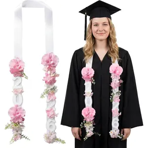 65 Inch Graduation Lei Class of 2026 Hawaiian Flower Leis Artificial Flower Wreath Garland Necklace for College Congrats Grad Wedding Party Decor Supplies(Phalaenopsis Style,Pink)