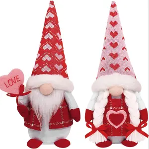 Valentine's Day Dwarf Plush Decorations, Handmade Tomte Swedish Dwarfs, Family Table Fairy Dwarf Decor, Sweet Valentine Gift, Collectible Figurines