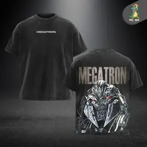 Megatron Edition Vintage Tee Washed T-Shirt made with premium 230gsm heavyweight cotton, featuring soft washed texture and bold oversized fit, durable vintage streetwear style, brand new release for fans 6QW GSX