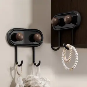 Vintage Style Strong Adhesive Hooks, No Drilling Dual Hooks for Bathroom and Kitchen, Seamless and Removable Wall Hooks