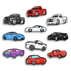 Car Black Croc Charm 10PCS PVC Clog Pins Accessories Party Favors Birthday Gifts Holidays Decoration for Boys Women Girls