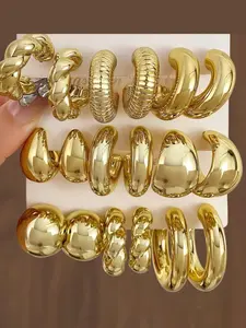 Fashionable Exaggerated Wide Earrings, Simple and Chic Twisted Design for Stylish Women, Fashion Accessories for Daily Wear, Statement Earrings