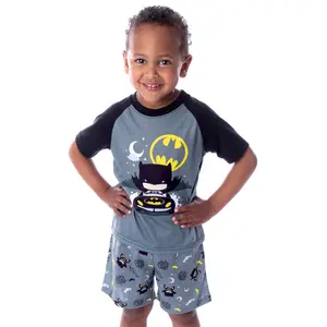 DC Comics Toddler Boys' Batman Pajamas Batmobile Night Riding Shirt and Shorts 2 Piece Superhero Pajama Set