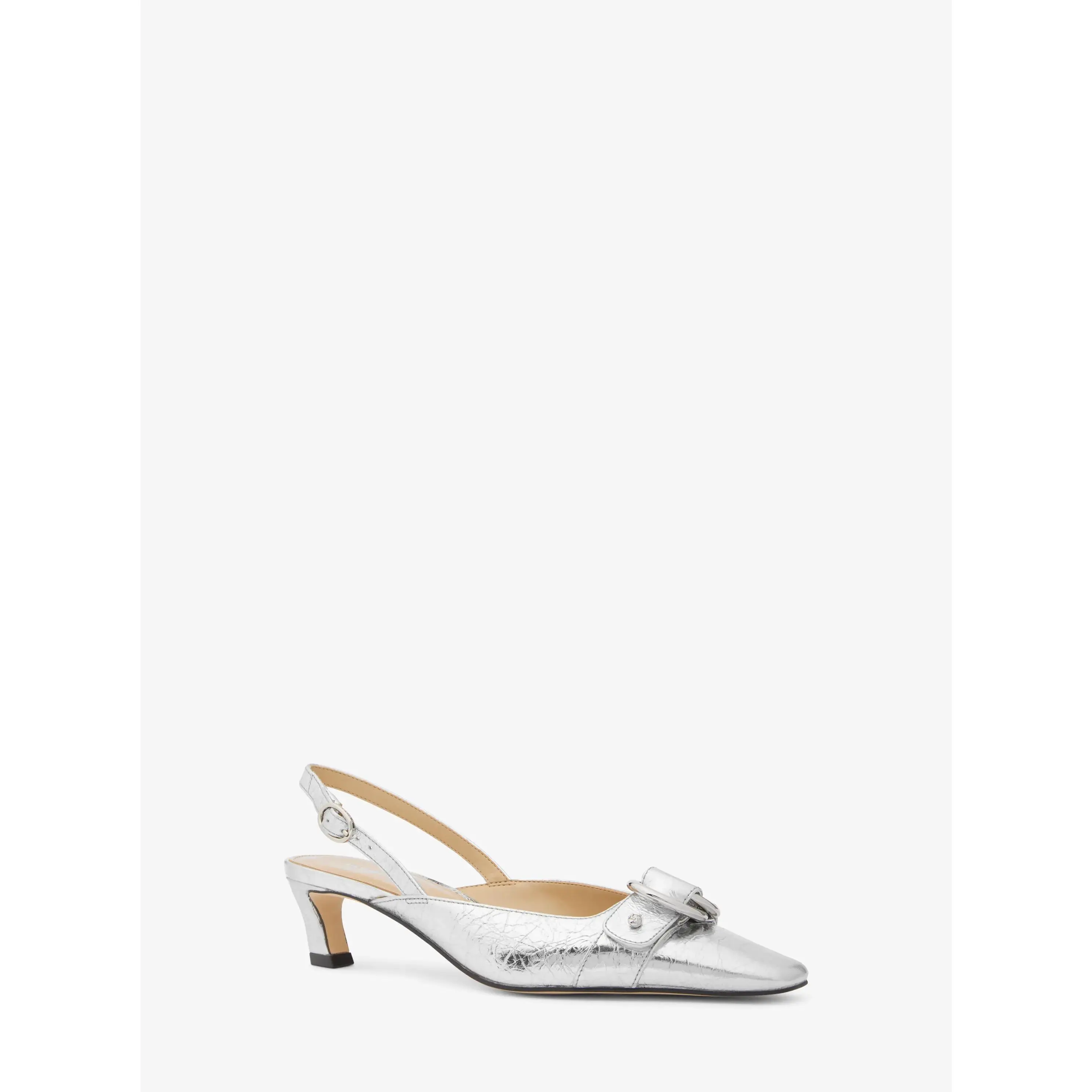 Jaden Metallic Crushed Leather Slingback Pump