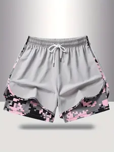 Women's Camo Print Gym Athletic Shorts, Breathable Comfortable Quick-Drying Skinnies, Ladies Sportswear for Indoor & Outdoor Use, Workout Bottoms