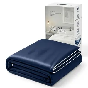 Cooling Comforter, Cold Tech Fabric Cooling Blankets for Hot Sleepers and Night Sweats, Q-Max>0.45 Soft Breathable Reversible Lightweight Silky Smooth Summer Comforter, 106"x90"