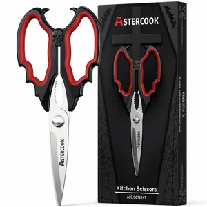 Astercook Kitchen Scissors, Stainless Steel Kitchen Shears with Grippy Handle, Dishwasher Safe Food Scissors with Bottle Opener and Herb Stripper for Meat, Vegetables and Meal Prep