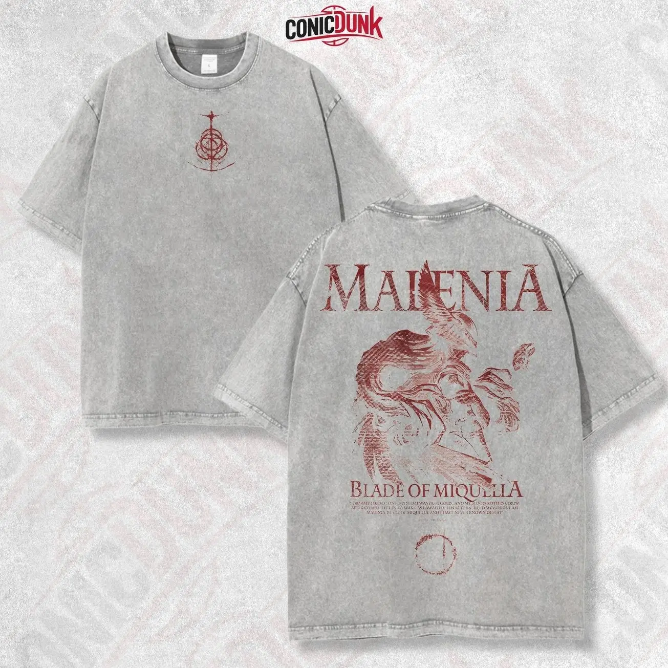 Malenia Blade Of Miquella Elden Ring Retro Limited Vintage Lightweight Cotton Washed Tee with Full Size, Perfect Gift for Game Fans and Lovers IEF