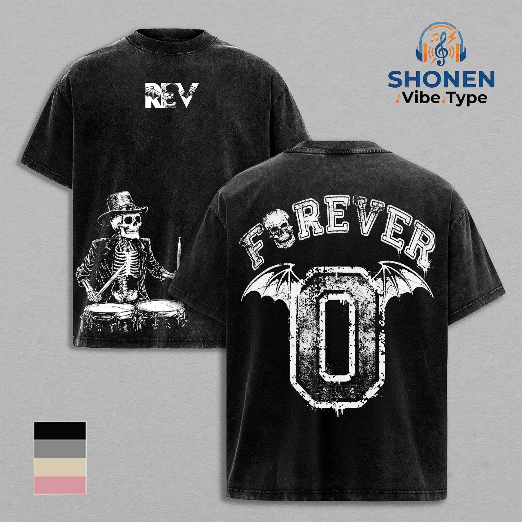 Avenged Sevenfold The Rev Tribute T-Shirt, Forever Drummer Graphic Tee, Vintage Black Washed Heavyweight Shirt, Classic Rock Metal Band Merch, Grunge Aesthetic Clothing, Alternative Rock Tour Apparel