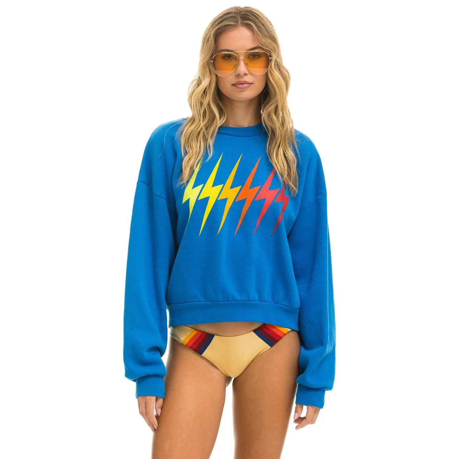 BOLT GRADIENT RELAXED CREW SWEATSHIRT - OCEAN // RAINBOW