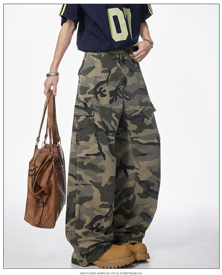 Camouflage Pants Unisex, Spring and Autumn Cotton Straight Loose Large Size Work Pants, Trendy Versatile Wide Leg Casual Long Pants Slimming