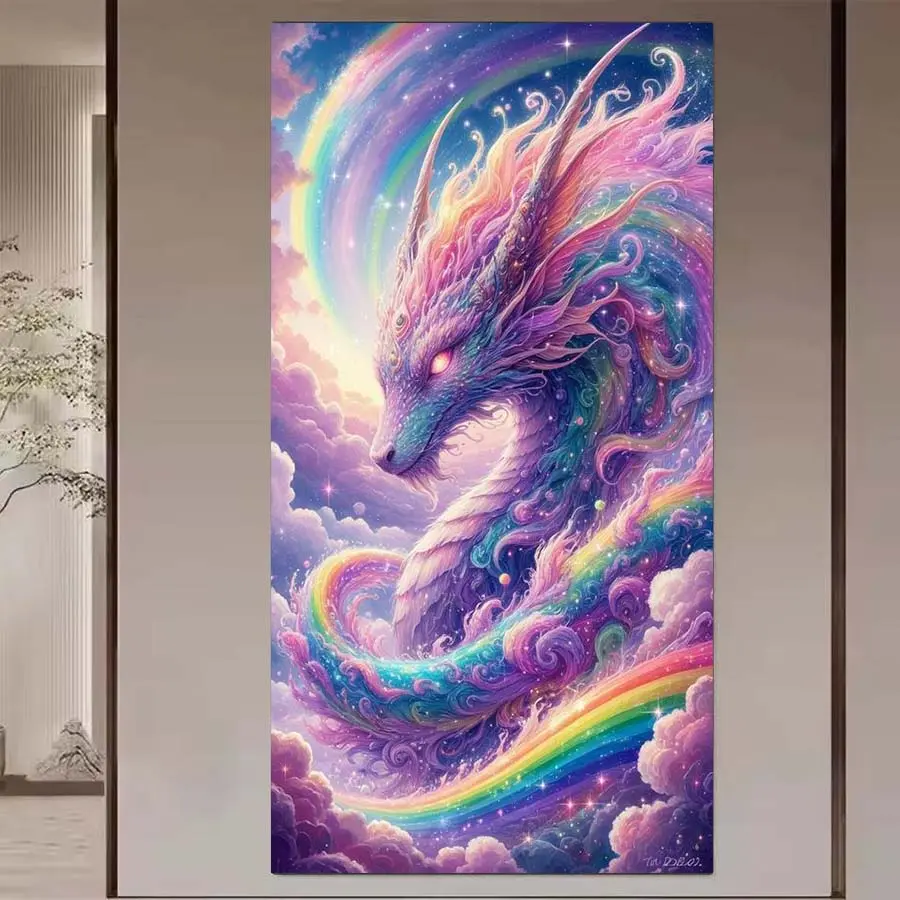 1 set of DIY diamond painting kit, 5D diamond art kit, DIY decoration Dream Color Dragon Galaxy diamond painting kit full round diamonds, mosaic, diamond art, DIY art home decoration, suitable for Christmas.
