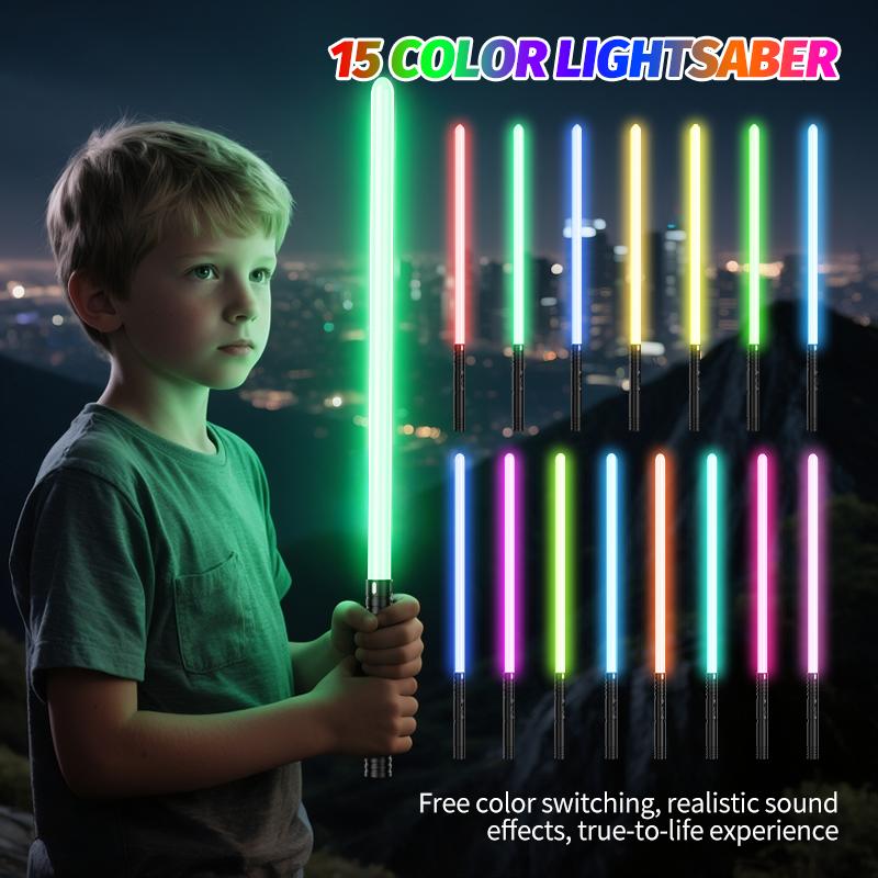 2-in-1 Double Edged Lightsaber, Toys more suitable for Kids 15 RGB Color Changing LED Lightsaber, USB Rechargeable Toy Lightsaber for Party, Christmas Gifts Multifunction
