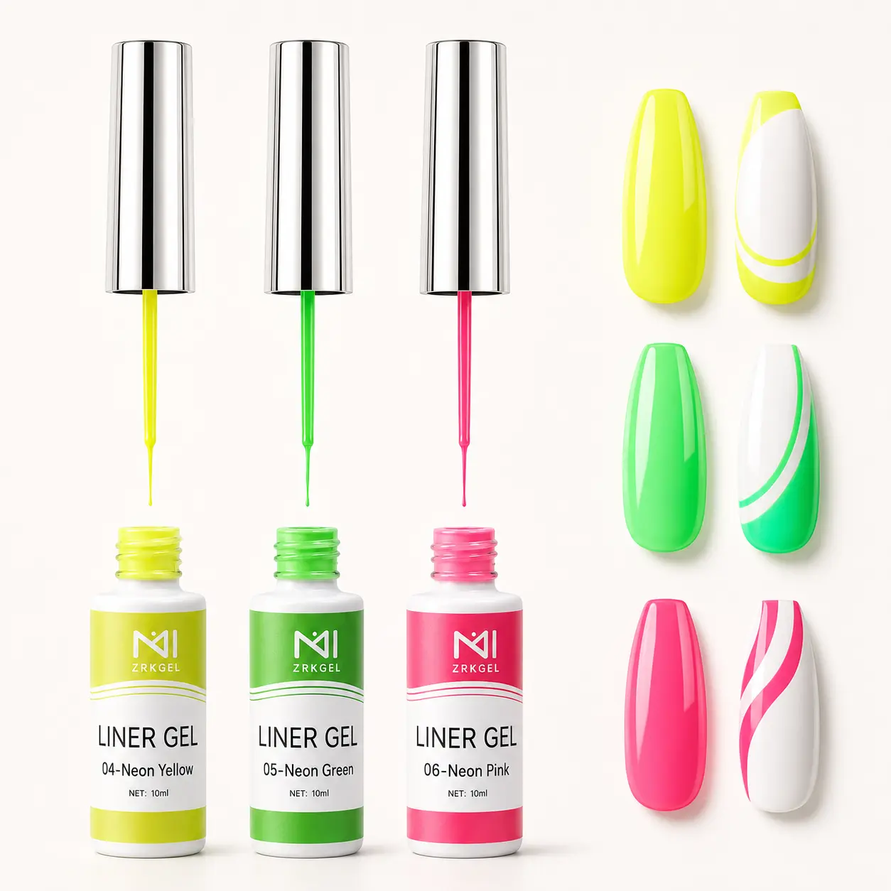 ZRKGEL Gift Liner Gel Nail Polish, High-Pigment Nail Art Painting Gel for Fine Lines, French Tips & Detail Drawing, UV LED Soak-Off Gel for DIY Salon Manicure
