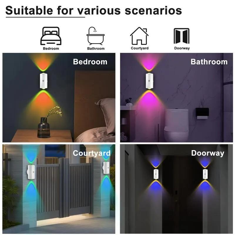 Motion Sensor Light Indoor Ultra-Long Battery Life Magnetic Stick-On 3 Brightness 7 Color Modes RGB Sunset Night Lamp Dimmable Wall Lamp for Bedroom Stairway Hallway Outdoor modern