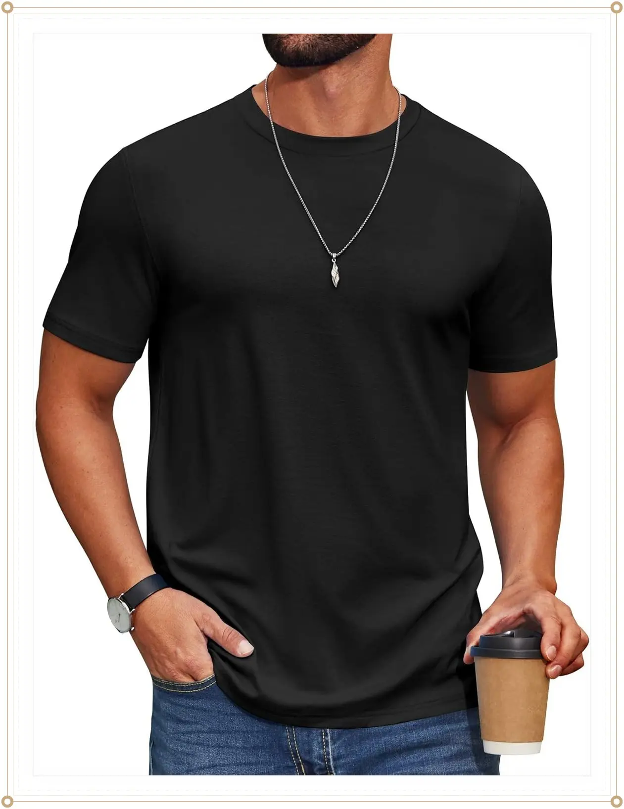 COOFANDY Men's T Shirt Short Sleeve Cotton Blend T-Shirts Crew Neck Casual Summer Basic Tee ShirtsGift