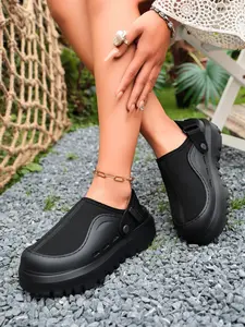 Women's Breathable Mesh Sandals, Thick Rubber Sole Slip-On Shoes, Summer Open-Toe Slippers, Versatile Two-Way Wear, Comfortable Outdoor Footwear