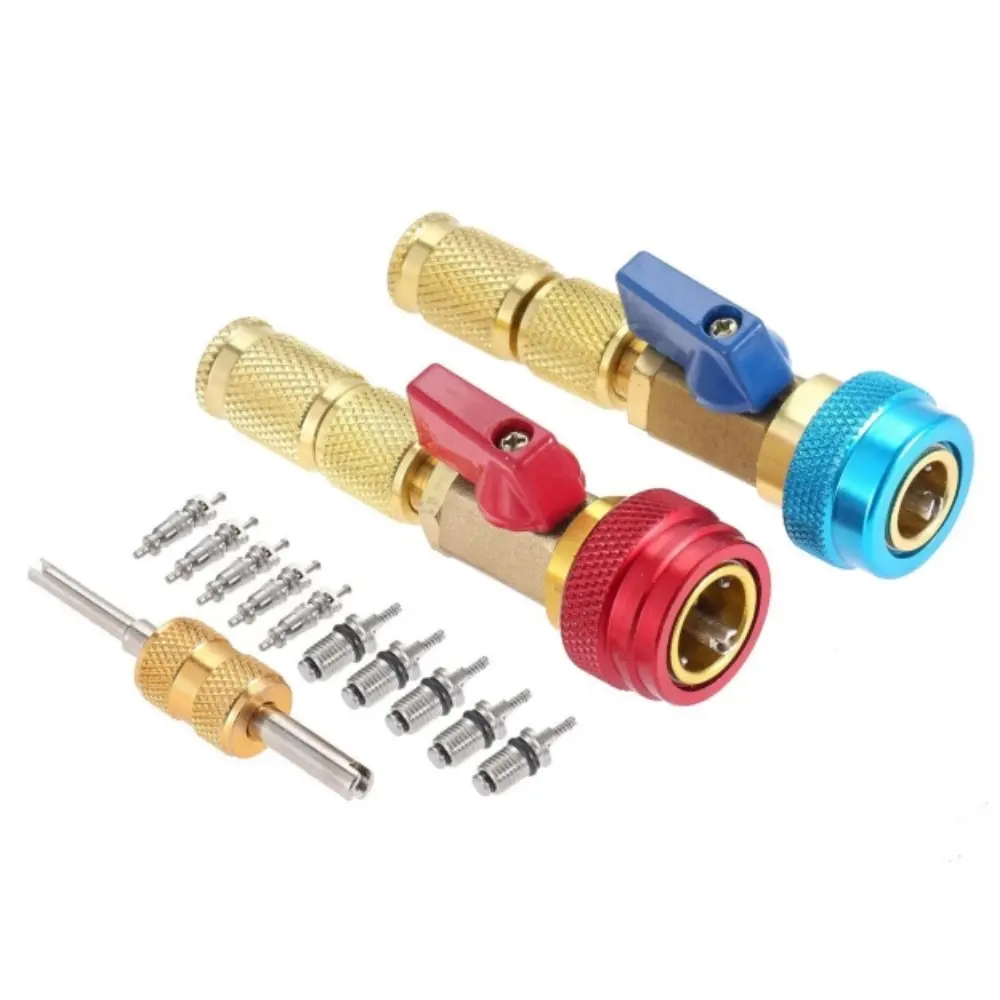 R134A R1234YF Air Condithoning Valve Core Remover Tool, High Low Pressure Valve Core Repair Tool Kit for Automotive Air Condition System, AC Valve Core Removal Tool for Standard JRA and Schrader Valve