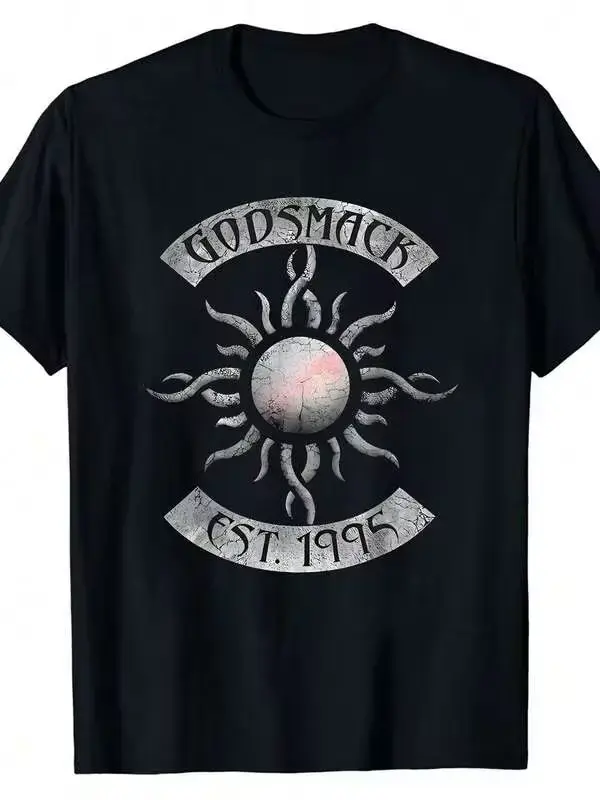 Godsmack Vintage-Inspired Men's T-Shirt - Soft & Comfortable Crew-Neck Tee With Iconic Sun Graphic, Perfect For Summer Outdoor Activities - Machine Wa