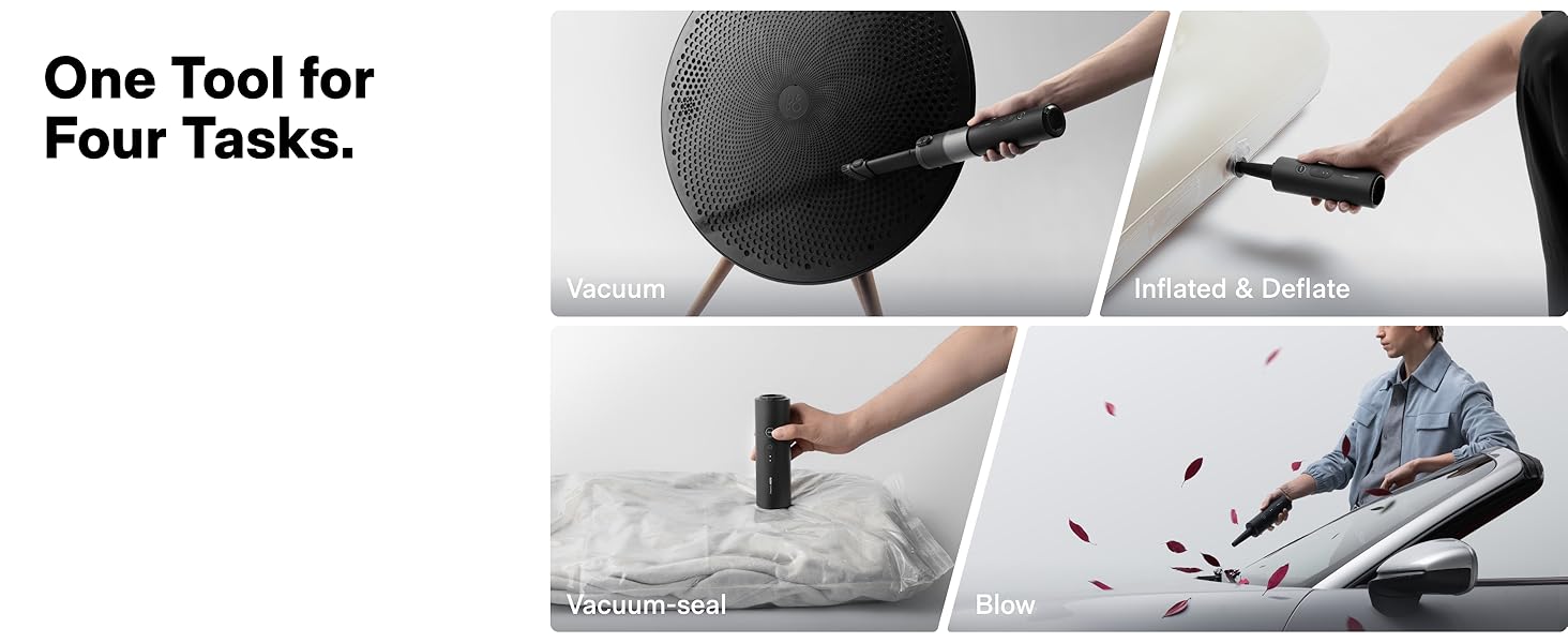 HOTO Car Vacuum Cordless, Handheld Vacuum Cleaner with 20000Pa Suction, 4-in-1 Portable Mini Vacuum & Electric Compressed Air Duster for Car, Desk, Keyboard, Home, Office