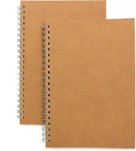 2-Pack Soft Cover Spiral Notebook Journal Blank Sketch Book Pad Wirebound Memo Notepads Diary Planner Unlined Paper 100 Pages 50 Sheets 7.5 inch x 5.1 inch Brown