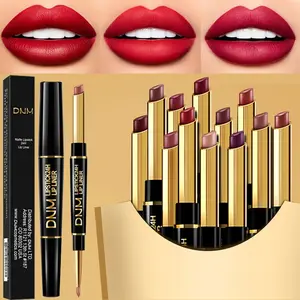 12 colors Color Double-head Lipstick Pencil Lip Pencil Waterproof, Anti-stain, Cup, Makeup, Color, and Color, 2-in-1 Lipstick Pencil Matte Lip Pencil Double Ended Lipstick
