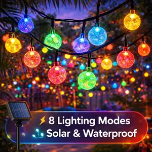 Solar Fairy Lights Outdoor Weatherproof 8 Modes Crystal Ball For Garden, Trees, Christmas, Wedding, Party 36FT Multi Color