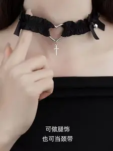 Sexy Heart-Shaped Leg Ring Thigh Chain, Adjustable Elastic, Dual-Use Choker Necklace, Y2K Punk Style, Slimming Leg Enhancer, Alloy Material